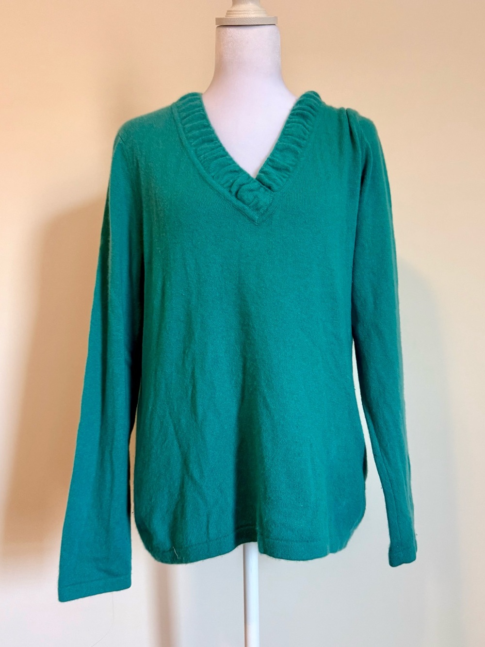 Charter Club Teal V-Neck Pullover Sweater 100% cashmere size large